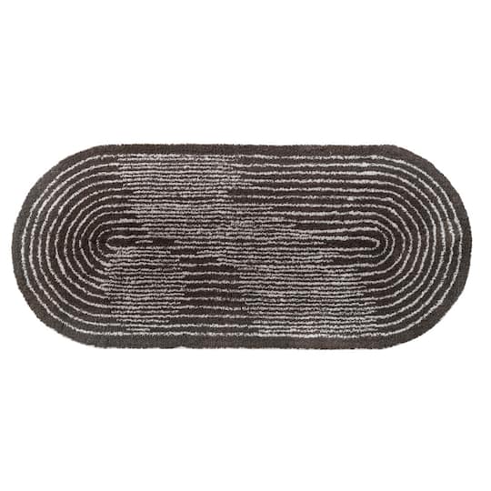 Hello Honey® Brown & Ivory Modern Oval Cotton Tufted Rug With Woven Line Design, 60" x 24"